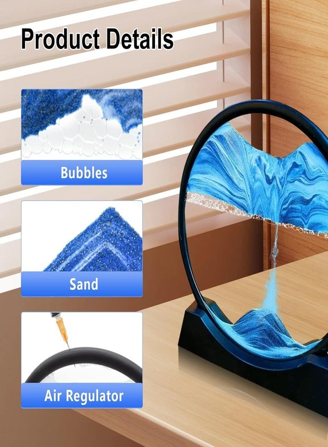 KINJORU Sand Art Kit - Moving Sand Art Liquid Motion Picture, Round Glass Desktop Decor for Home or Office, Relaxing Sand Art Picture (7 Inch, Multicolour) - Image 5